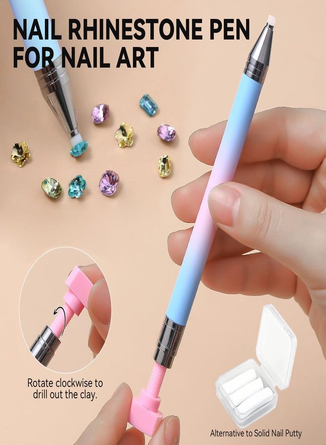ESUOHYM 9 PCS Rhinestone Picker Tool Set,Rhinestone Applicator Wax Pencil,Gem Bedazzling Picker Tools and Tray,Adjustable Tweezers With Silicone Pressing Heads,Nail Art Picker Tools for Diy Design - Image 3